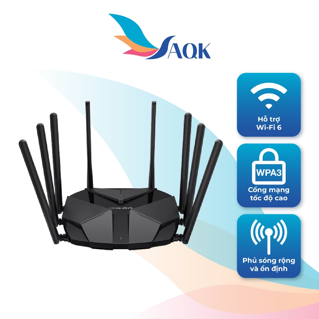 Thiết bị định tuyến mạng không dây Mercusys AX6000 Router Wifi 6 8-Stream MR90X - Hàng chính hãng