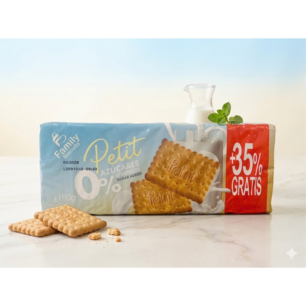 (Date T7.2026) Bánh quy Petit không thêm đường hiệu FAMILY BISCUITS 190gr