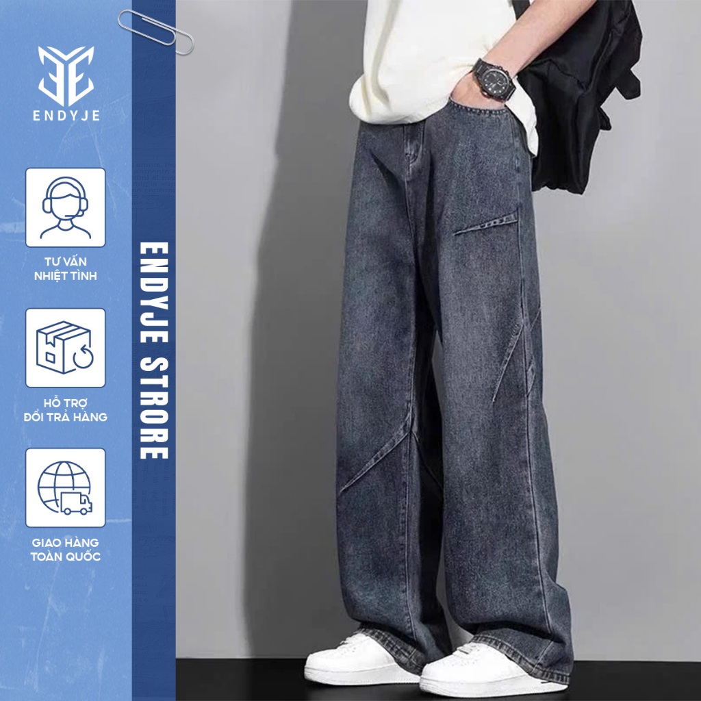 Quần Jeans Nam Ống Rộng Phong Cách Streetwear Thời Trang, Quần Bò Nam Form Rộng Cá Tính TD01