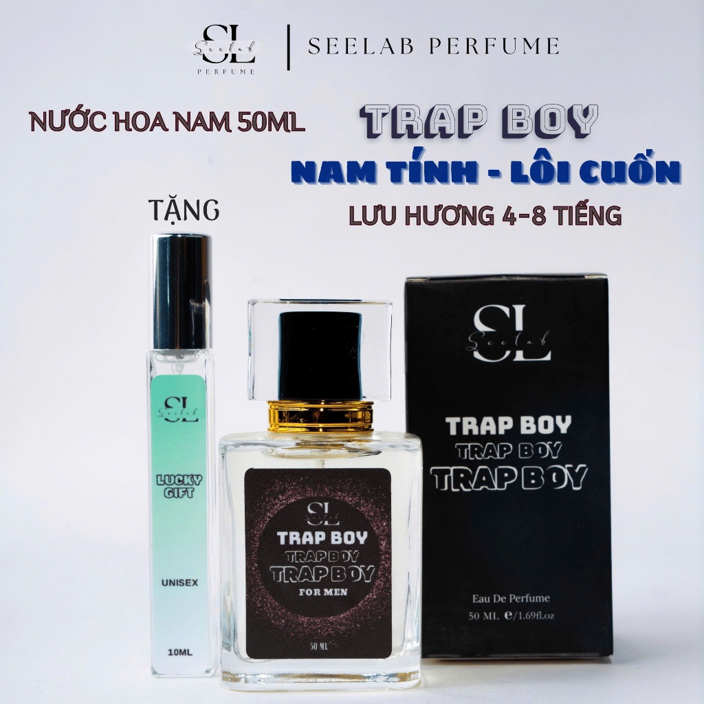 (50ml nam) Nước hoa nam Trap Boy 50ml - Tặng kèm 1c nước hoa 10ml Độc Quyền - Seelab Perfume Cosmeti