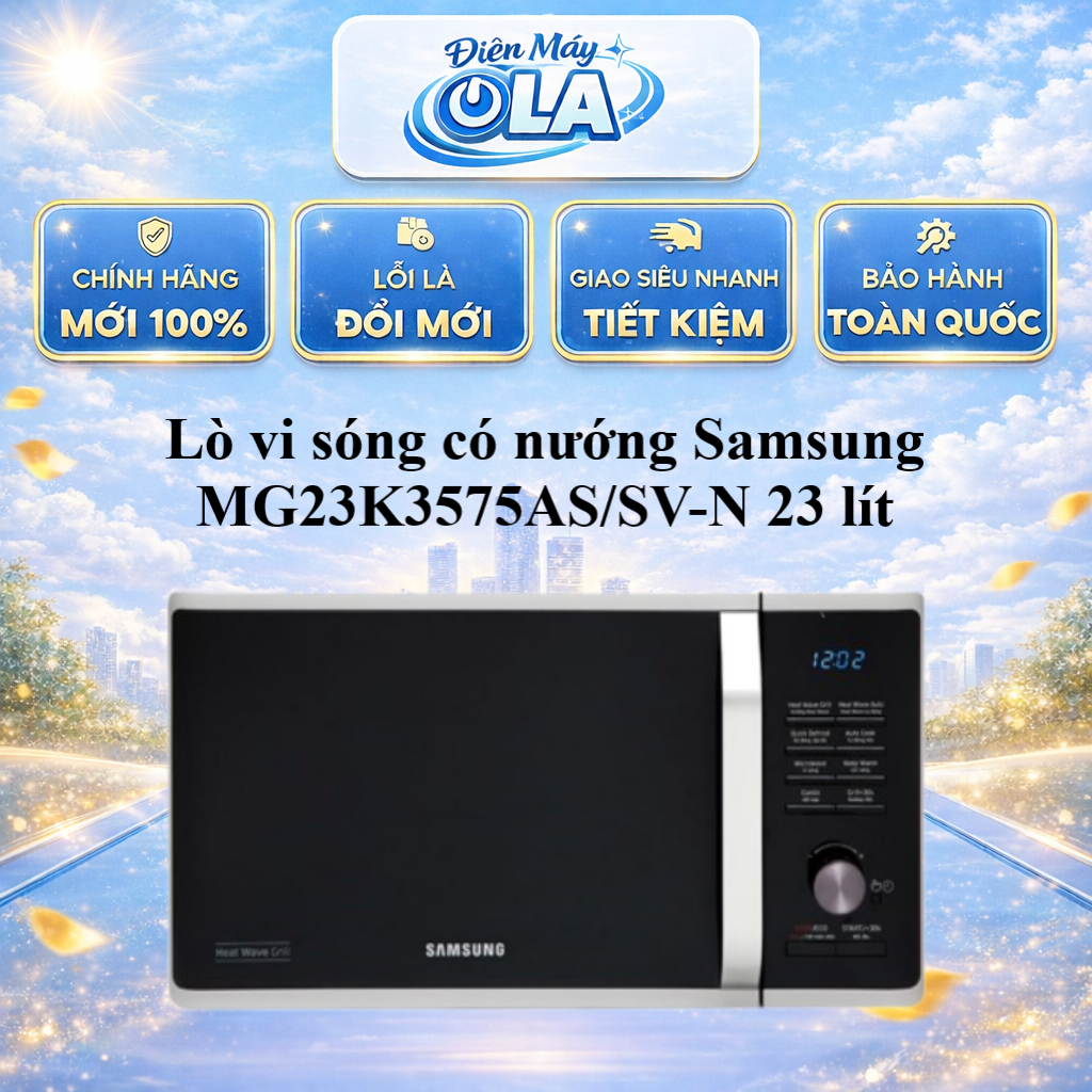 (HCM) - MG23K3575AS/SV-N - Lò vi sóng có nướng Samsung MG23K3575AS/SV-N 23 lít