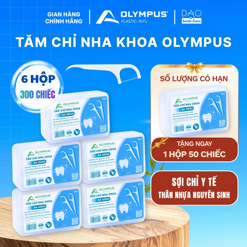 5 hộp tặng 1 hộp Tăm chỉ nha khoa Olympus Chính hãng -Tăm chỉ loại 1 hàng Việt Nam Không huỳnh quang