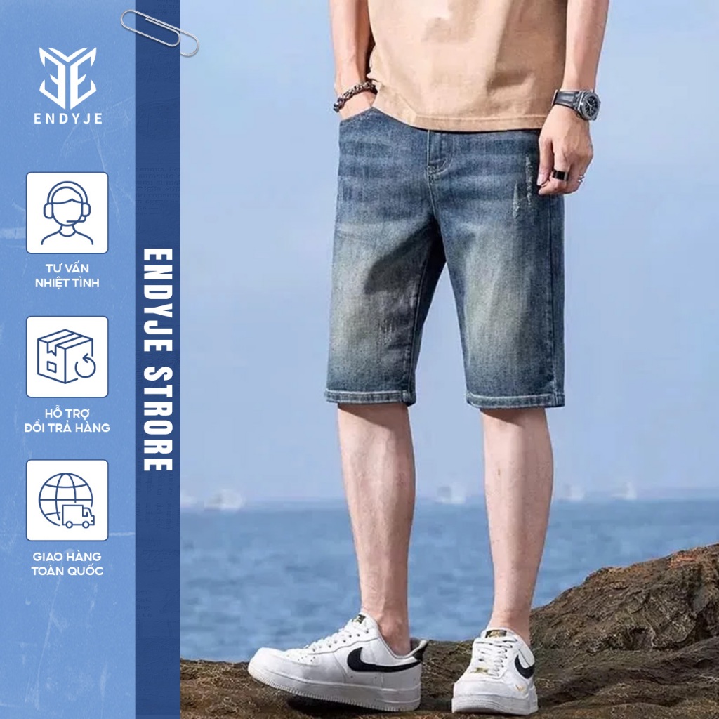 Quần Short Jeans Nam Denim Form Suông Trẻ Trung, Quần Short Bò Nam Retro Năng Động Mùa Hè TD08