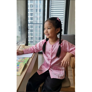 Bộ Bà Ba Cho Bé Gái Màu Hồng Đen, Vải Phi Bóng Mềm Mịn Thoáng Mát Mặc Thoải Mái- Phương Đào Kids