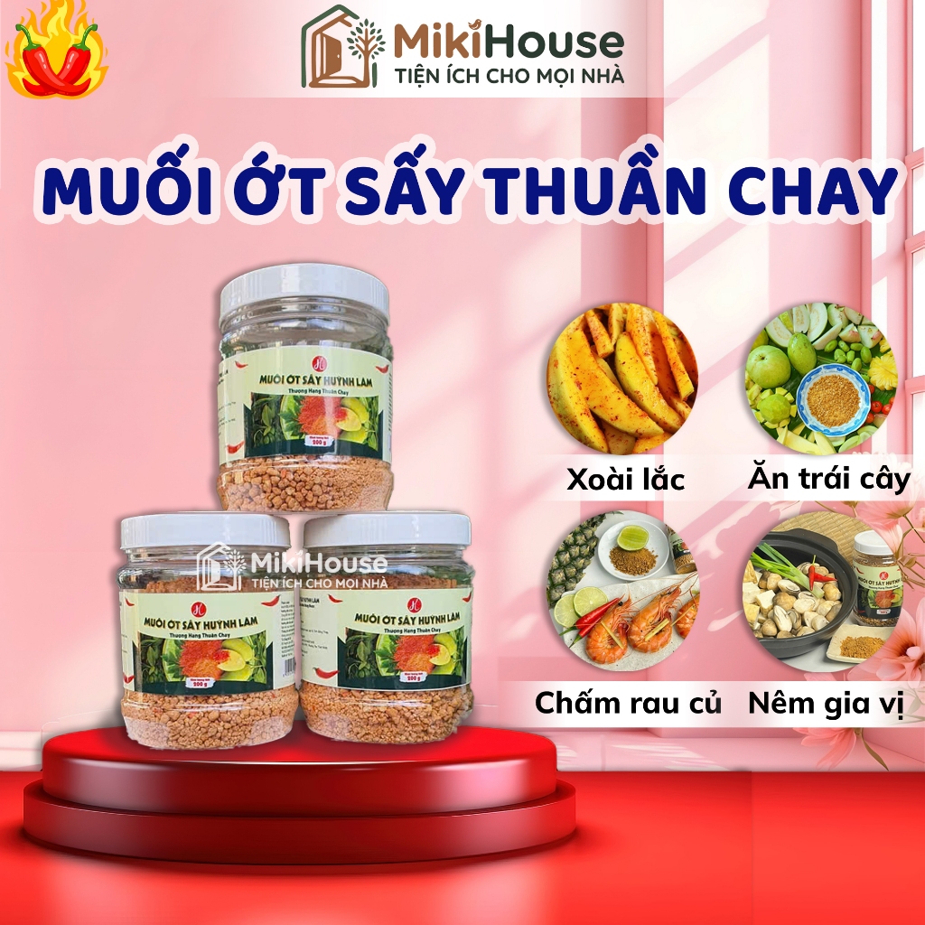 [XẢ HÀNG - HSD:10/2026] Muối Ớt Sấy Thuần Chay Vị Cay Nồng, Thơm Ngon Huỳnh Lâm