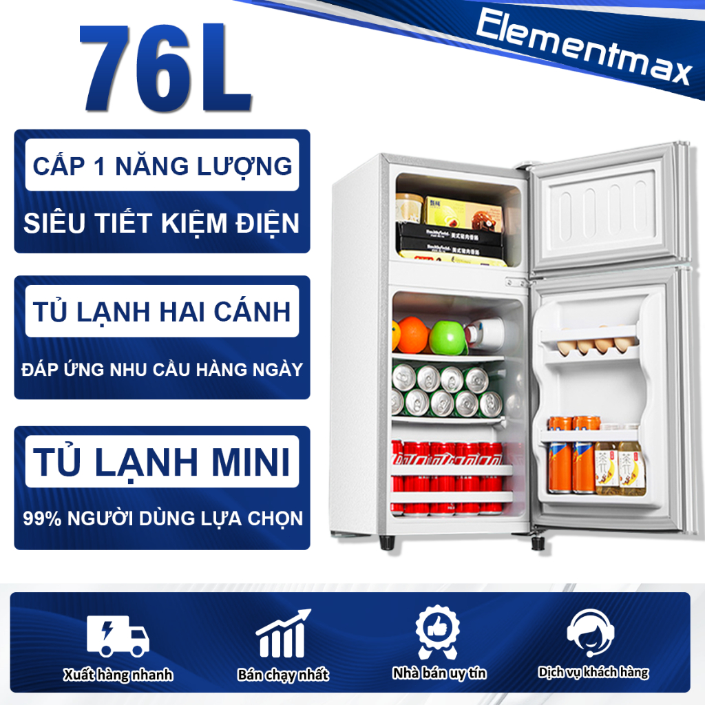 Tủ Lạnh Mini 76 Lít Thiết Kế Hai Ngăn Độc Lập Có Ngăn Đá Làm Lạnh Siêu Tốc Bảo Hành 1 Năm