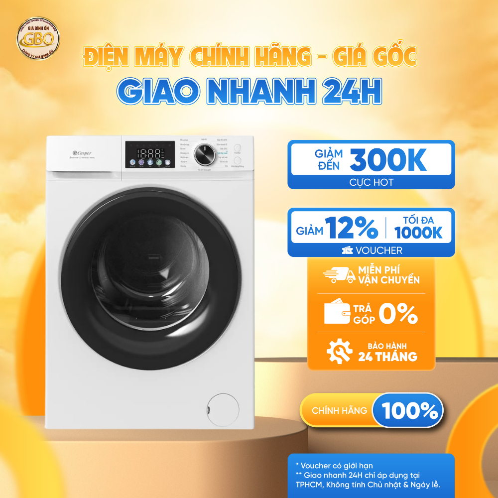 WF-D8VWR1 - Máy Giặt Casper Inverter 8 Kg
