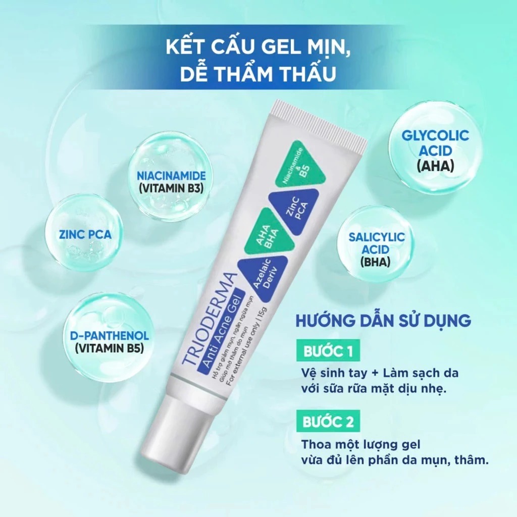 Trioderma Anti Acne Gel 15g – Giải Pháp Chăm Sóc Da Mụn An Toàn, Dịu Nhẹ | BigBuy360 - bigbuy360.vn