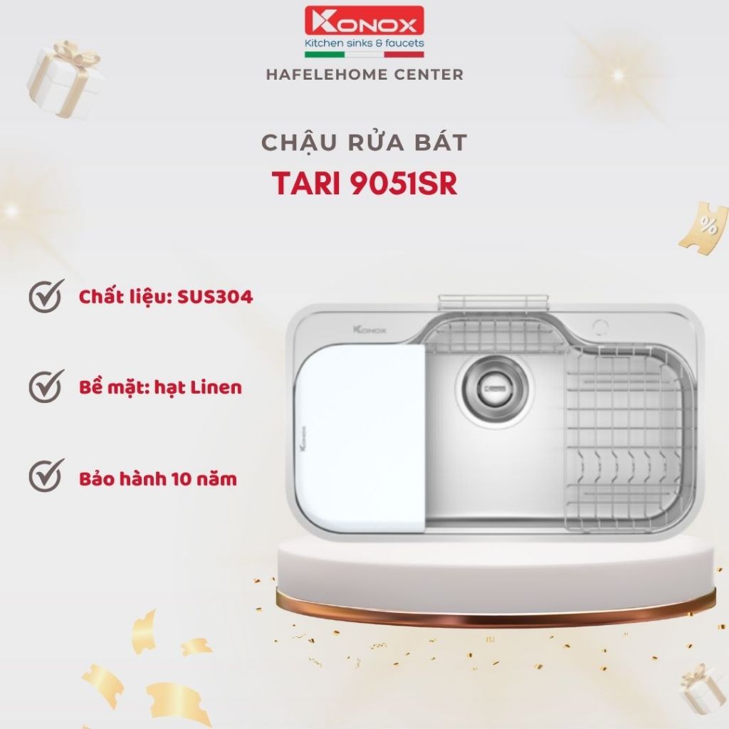 Chậu Rửa Bát Konox TARI 9051SR - Bền Đẹp, Thoát Nước Nhanh, Dễ Vệ Sinh