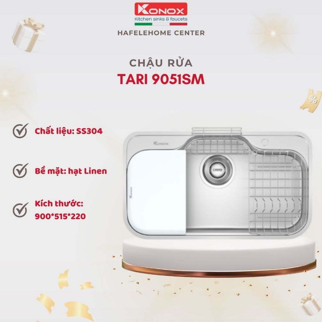 Chậu Rửa Bát Konox Tari 9051SM - Thiết Kế Rộng, Thoát Nước Nhanh