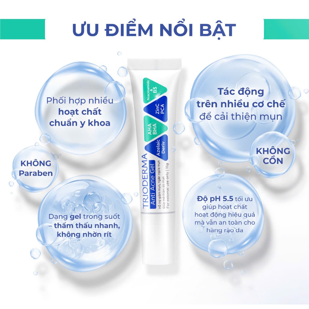 Trioderma Anti Acne Gel 15g – Giải Pháp Chăm Sóc Da Mụn An Toàn, Dịu Nhẹ | BigBuy360 - bigbuy360.vn