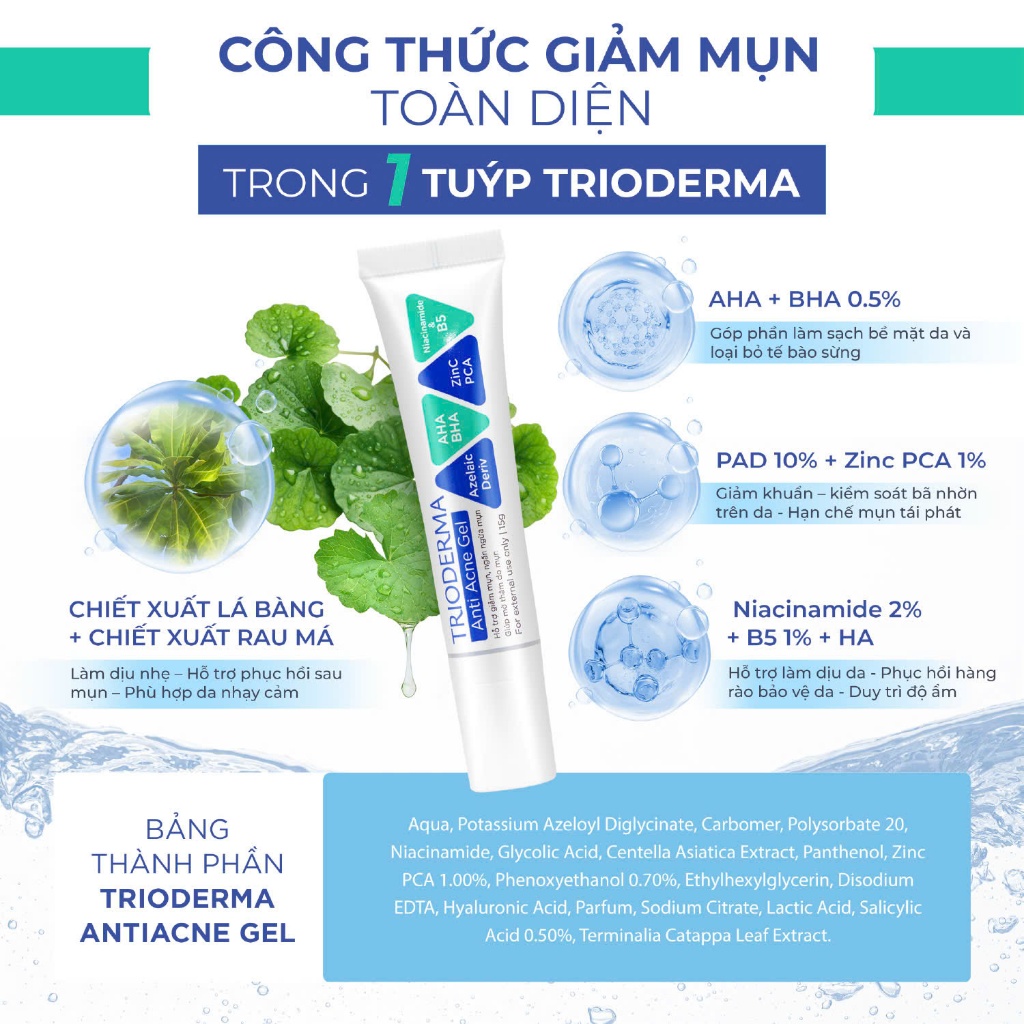 Trioderma Anti Acne Gel 15g – Giải Pháp Chăm Sóc Da Mụn An Toàn, Dịu Nhẹ | BigBuy360 - bigbuy360.vn