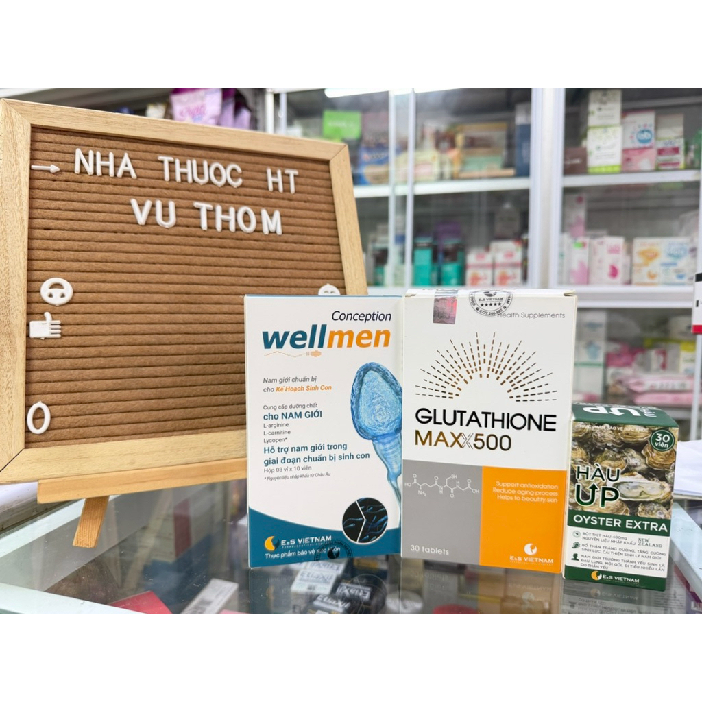 Set combo 3 loại : Wellmen + Hàu Up + glutathion max 500