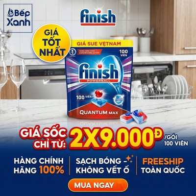 Viên rửa bát Finish All In One 50V, 100V+ Muối rửa bát Finish 1,2kg + Nước làm bóng Finish 400ml