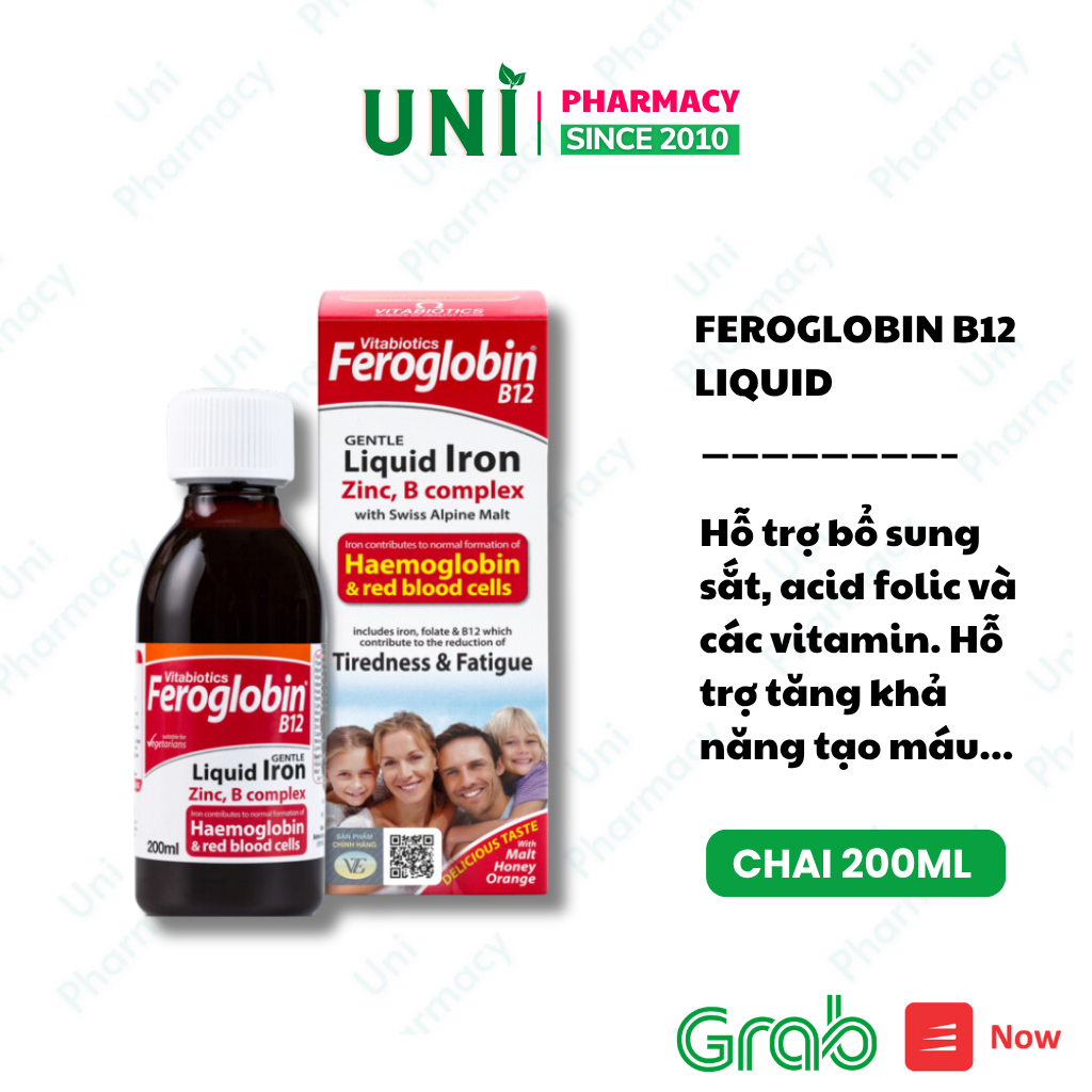 Feroglobin B12 Liquid bổ sung sắt cho bé từ 1 tuổi (Chai 200 ml)