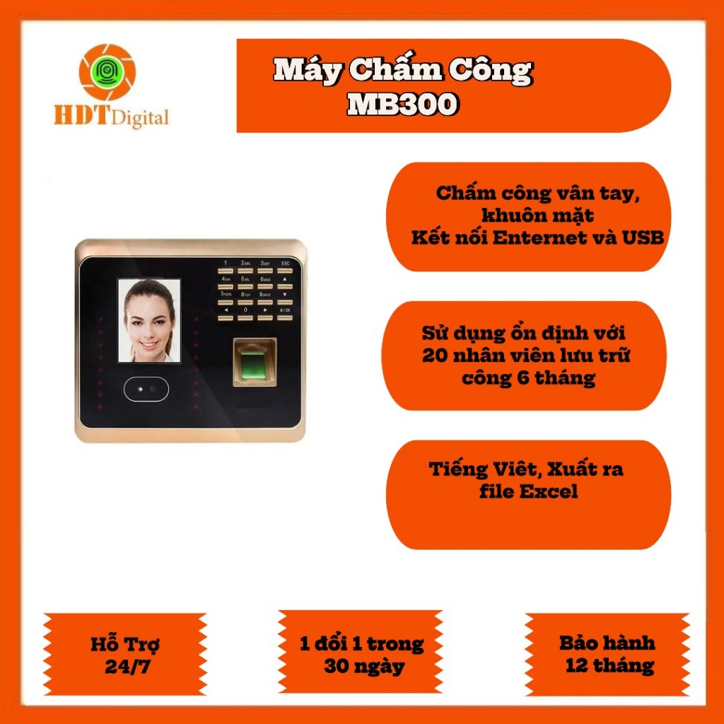 Máy chấm công khuôn mặt Ronald Jack MB300 Khuôn Mặt, Vân tay