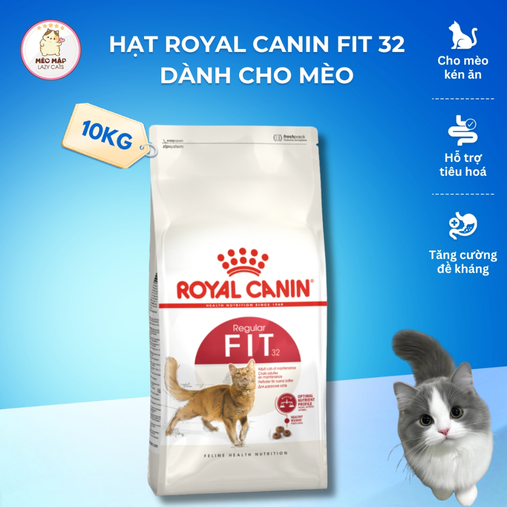 [10kg - 12kg - 15kg] Royal Canin Fit 32 Thức Ăn Hạt Cho Mèo Dinh Dưỡng Cao Cấp Hỗ Trợ Sức Khỏe Tổng 
