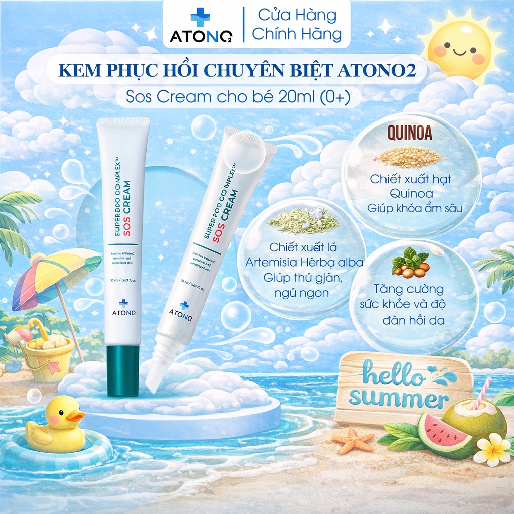 Kem làm dịu da nhanh chóng cho trẻ sơ sinh Sos Cream, Thương hiệu Atono2 Hàn Quốc