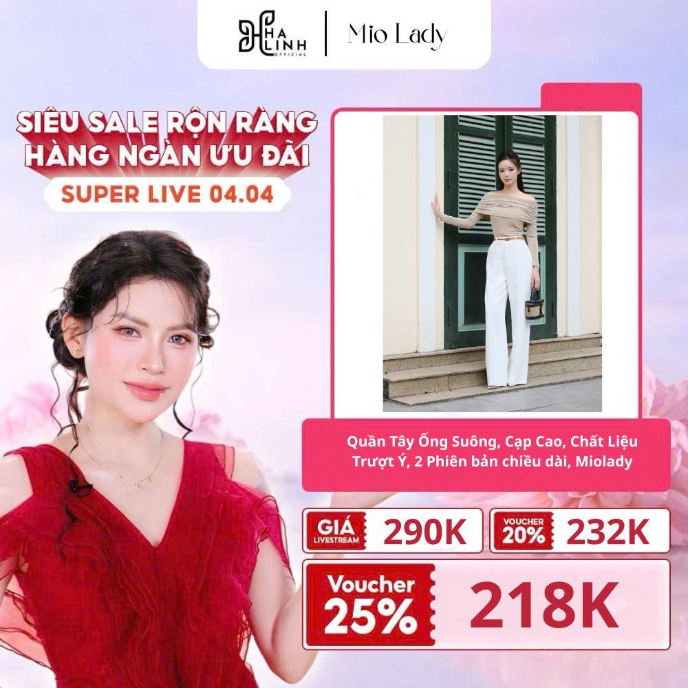 [Võ Hà Linh x MIO LADY] Quần Tây Ống Suông, Cạp Cao, Chất Liệu Trượt Ý, 2 Phiên bản chiều dài, Miola