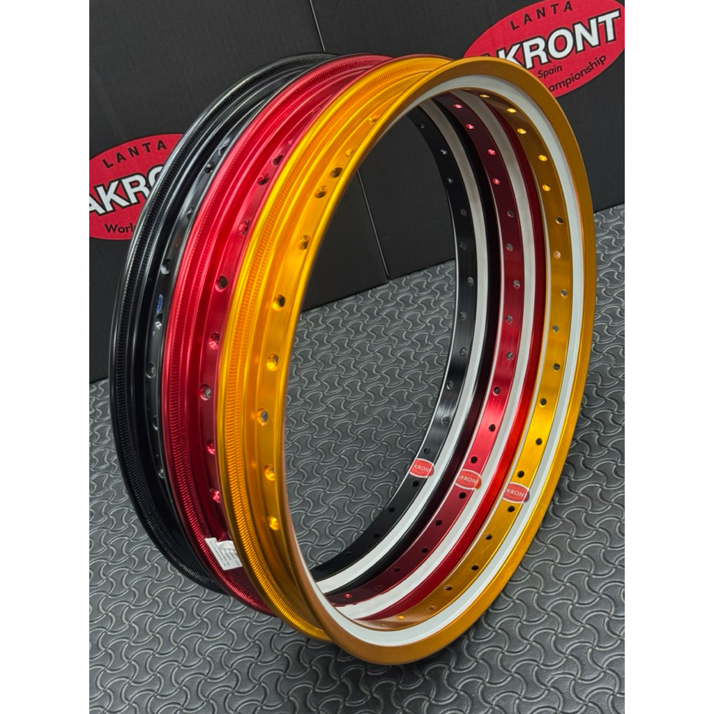Niềng nhôm Akront bản vuông 2 line Thái Lan 1.4-1.4 (1 cặp) 4 màu sắc
