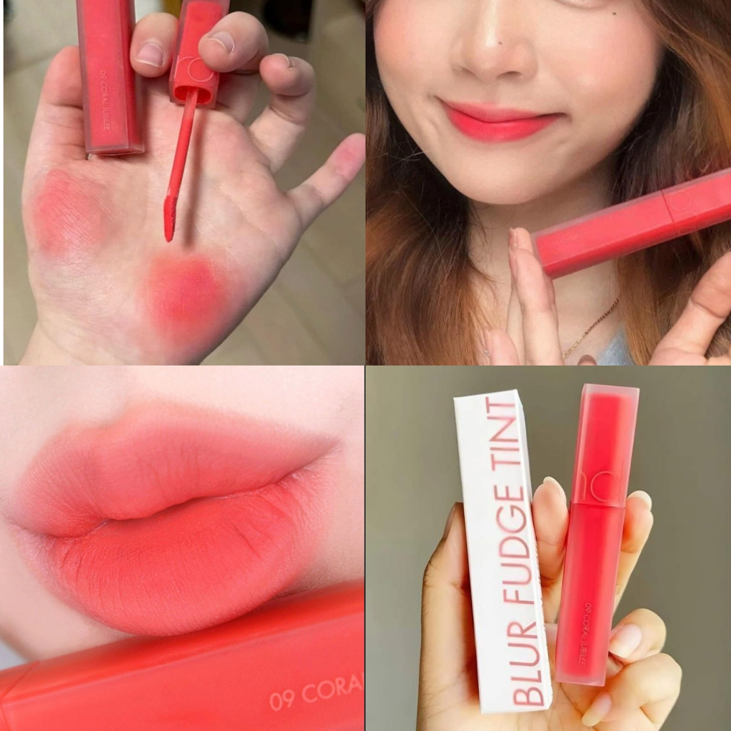 Son Romand Blur 09 Cam Đào, Son Kem Blur Fudge Tint Màu 09 Coral Jubilee