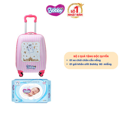 [MKB Gift] - Combo 02 quà: 01 Vali 16 inch cho bé & 01 Gói Khăn ướt Bobby 80 miếng Xanh 