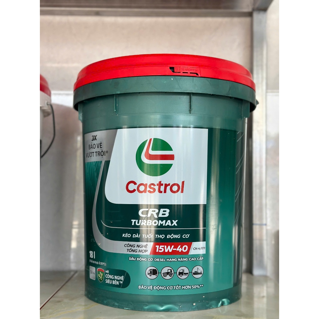 Nhớt Castrol CRB Turbomax 15w40 CK-4 18L Cam Kết Chính Hãng