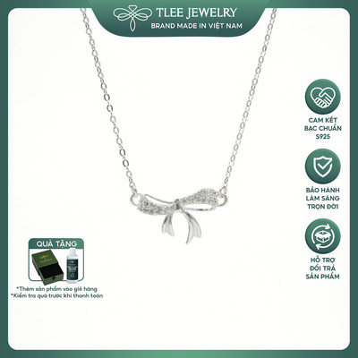 Dây chuyền bạc nữ TLEE nơ treo sao đá nhẩy lấp lánh, sang trọng TLEE JEWELRY D0446