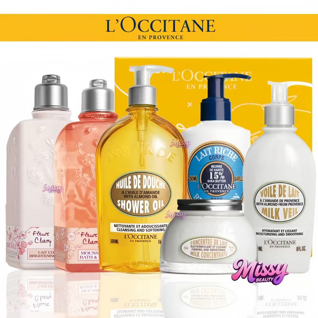 L'Occitane Almond Milk Concentrate 200ml / Almond Shower Oil 500ml / Almond Milk Veil Body Lotion