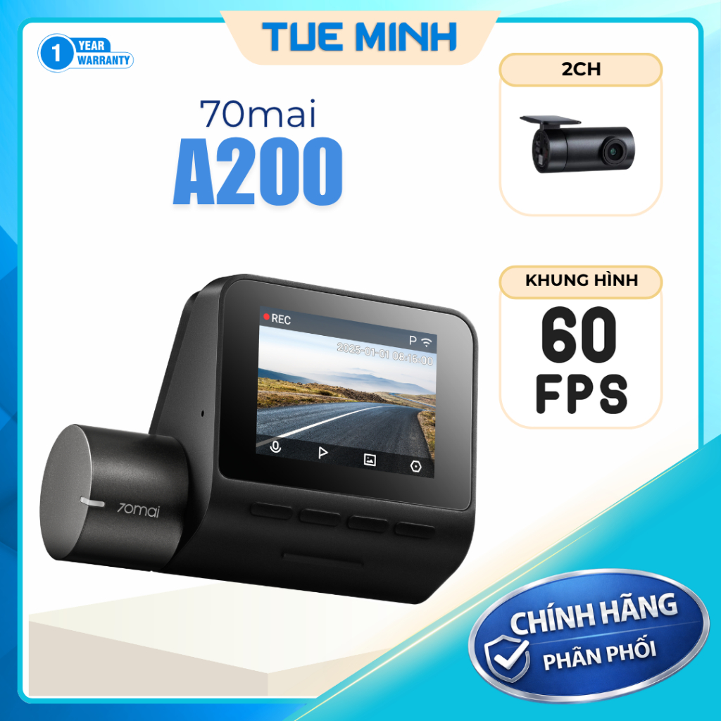 Camera hành trình ô tô 70mai A200 – Ghi hình mượt 60FPS, chính hãng phân phối