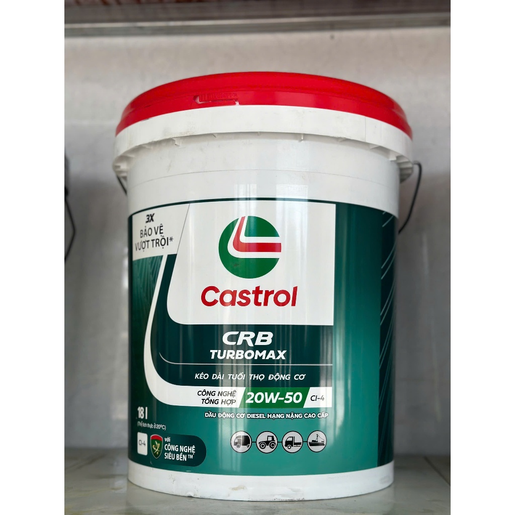 Nhớt Castrol CRB Turbomax 20w50 CI-4 18L Cam Kết Chính Hãng