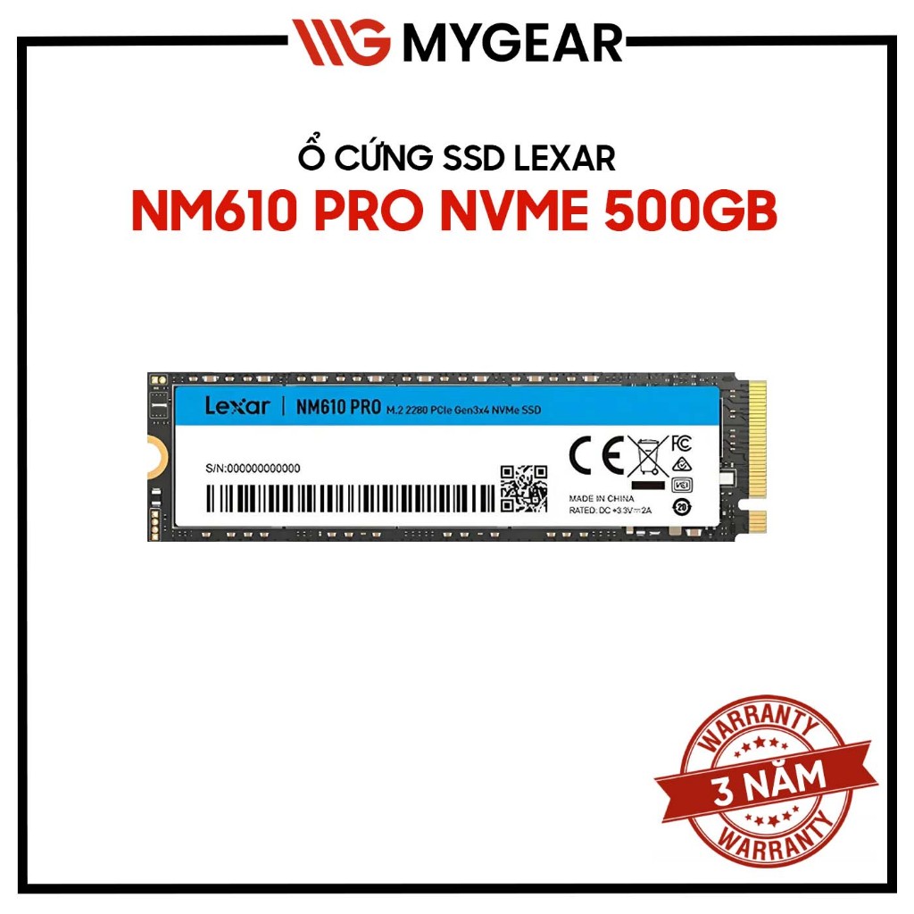 Ổ cứng SSD Lexar NM610 PRO 250GB / 500GB M.2 2280 PCIe Gen3x4 NVMe – Tốc độ 3300MB/s, Bảo hành chính