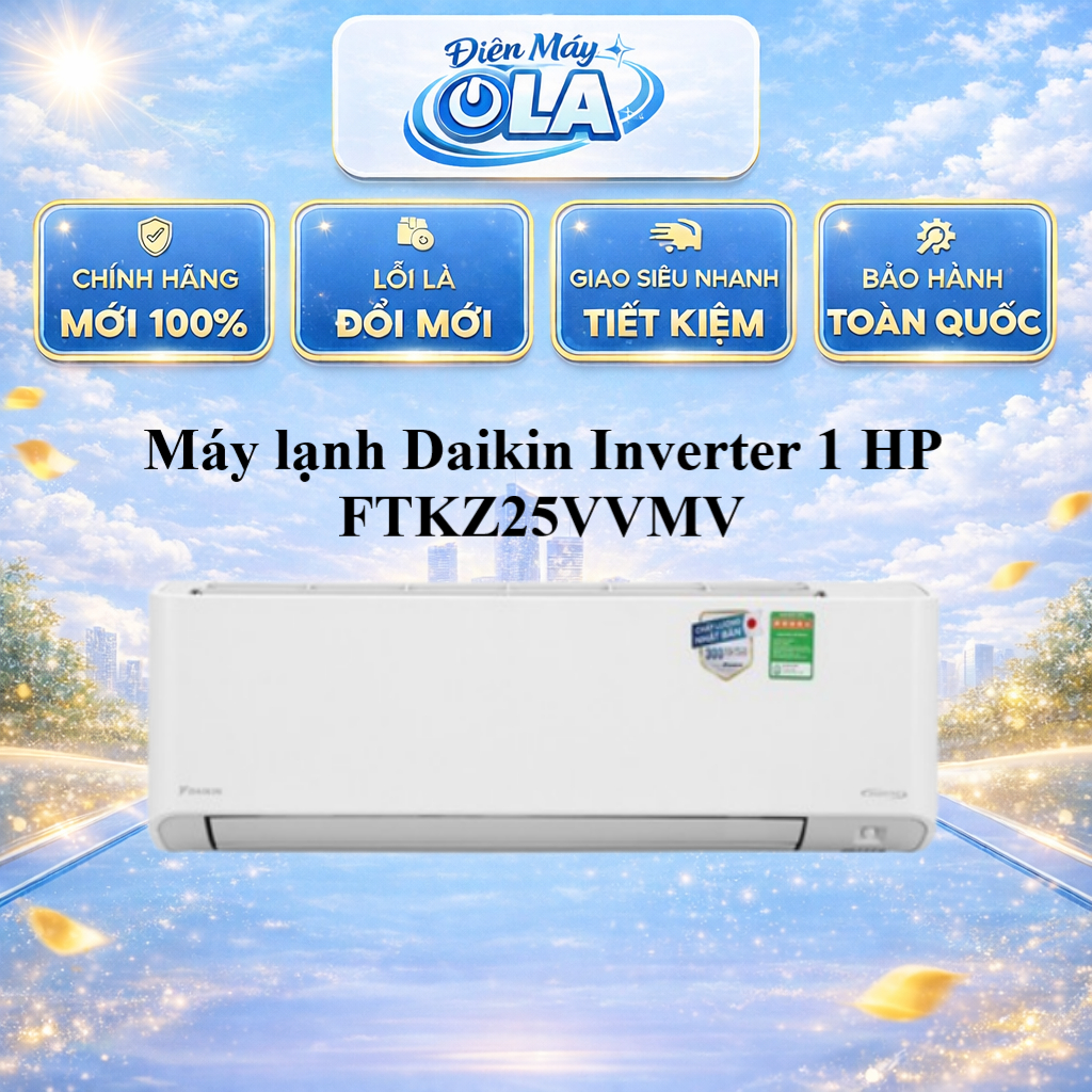 (TOÀN QUỐC) - FTKZ25VVMV - Điều Hòa Daikin Inverter 1.0HP FTKZ25VVMV (Diện tích <15m²)