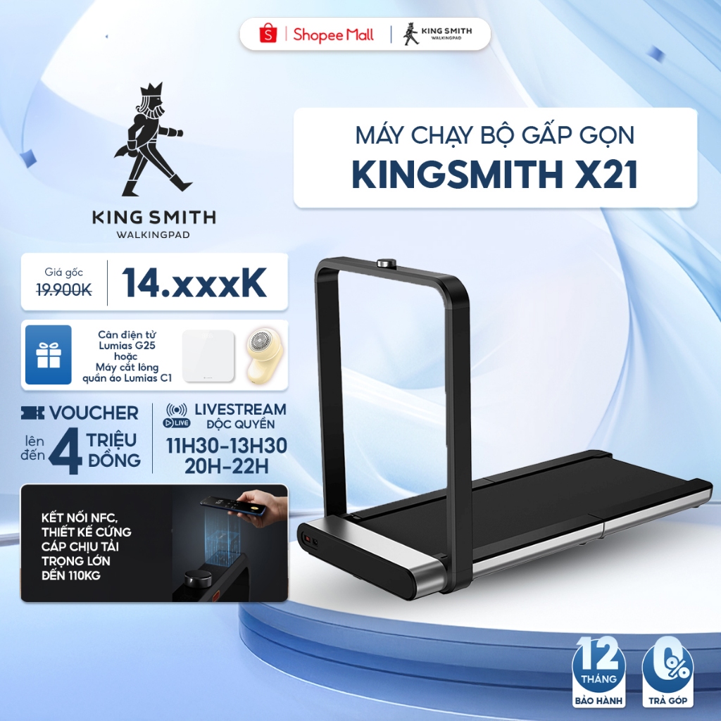 Máy chạy bộ tại nhà gấp gọn KingSmith X21 TRX21F - Tốc độ 12 km/h - Tải trọng 110kg - WalkingPad Tre