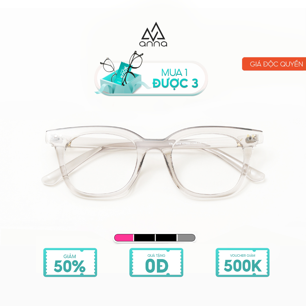 Gọng kính cận thời trang nam nữ ANNA dáng vuông unisex cá tính 614