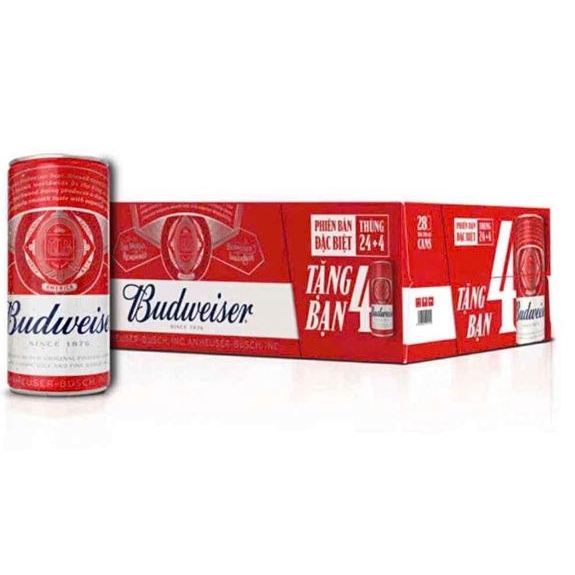 Thùng bia 5% Budweiser lon 250ml (28 Lon)