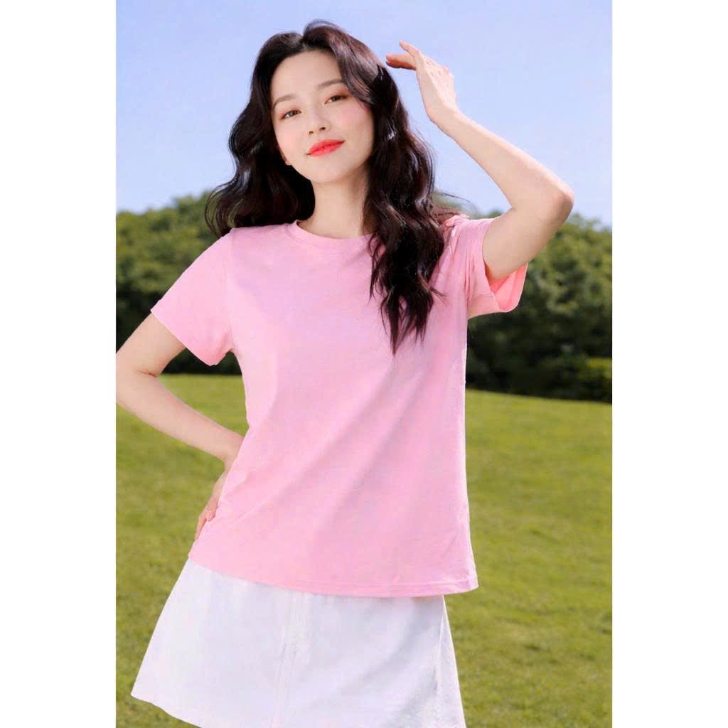 Áo thun baby tee nữ trơn basic ngắn tay cổ bo chun chất cotton mềm thoáng mát thấm hút mồ hôi - BBT | BigBuy360 - bigbuy360.vn