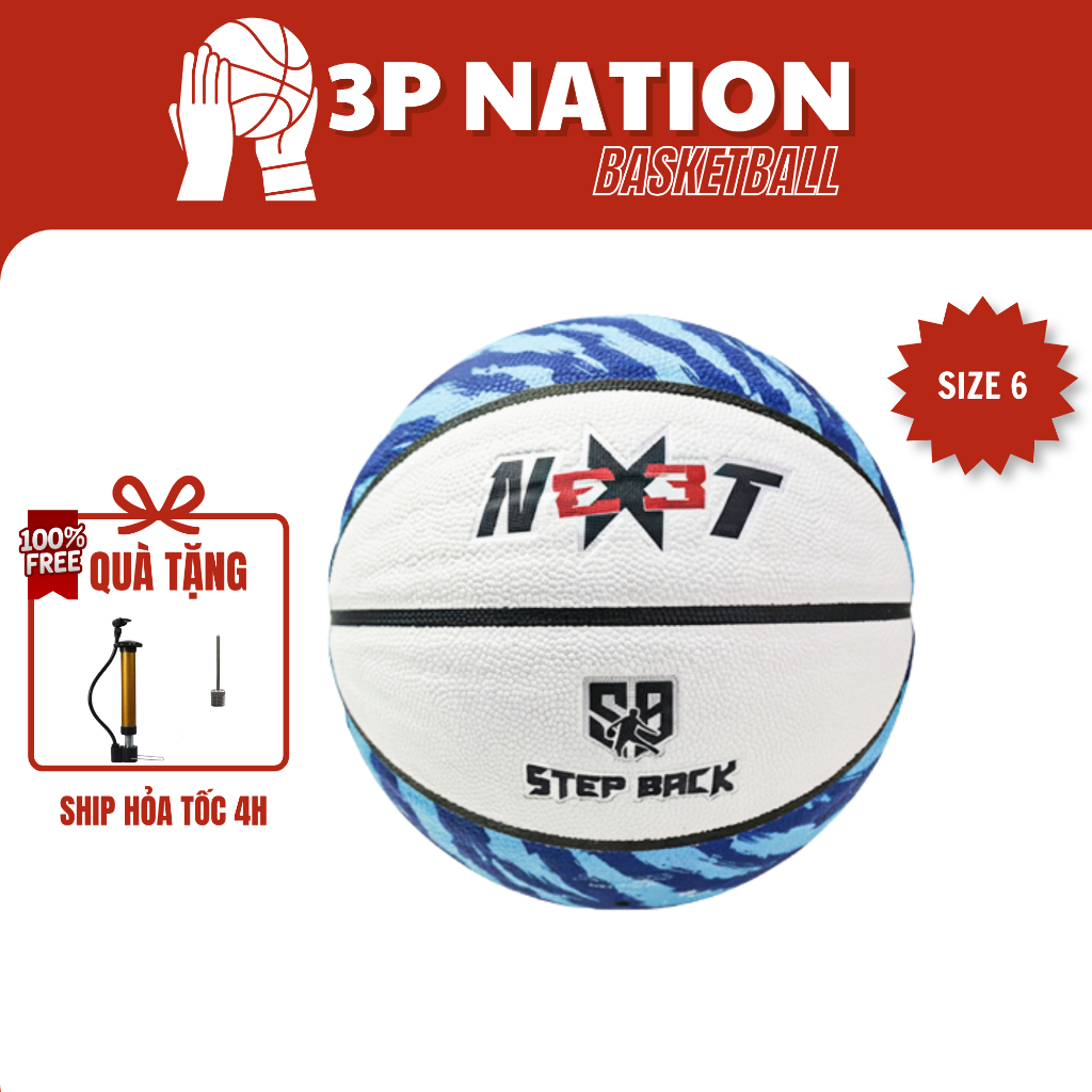Quả bóng rổ Stepback 3x3 NXT size 6, banh bóng rổ tiêu chuẩn thi đấu FIBA chơi indoor và outdoor