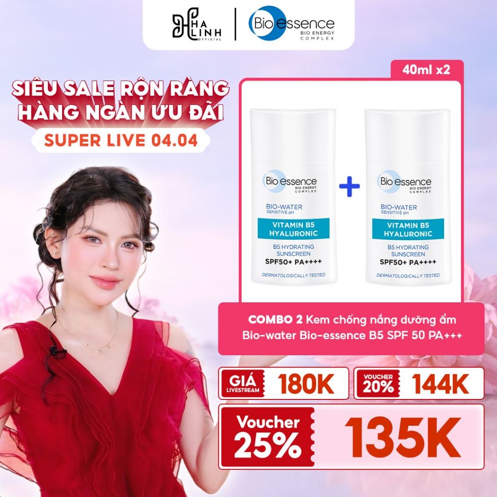 [VHL x Bio-essence] COMBO 2 Kem chống nắng dưỡng ẩm Bio-water Bio-essence B5 SPF 50 PA+++ ( 40ml x 2