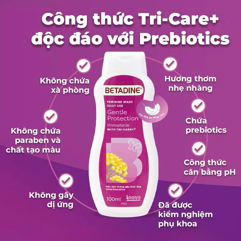 [Mẫu mới] Dung dịch vệ sinh phụ nữ Betadine Gentle Protection chai 100ml/250ml