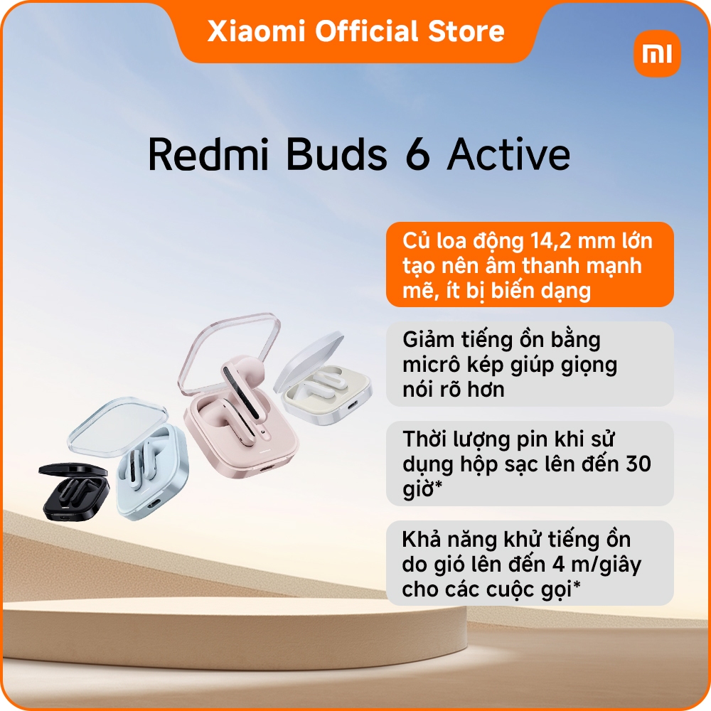 Tai nghe Bluetooth Redmi Buds 6 Active | Củ loa động 14,2 mm lớn tạo nên âm thanh mạnh mẽ, ít bị biến dạng