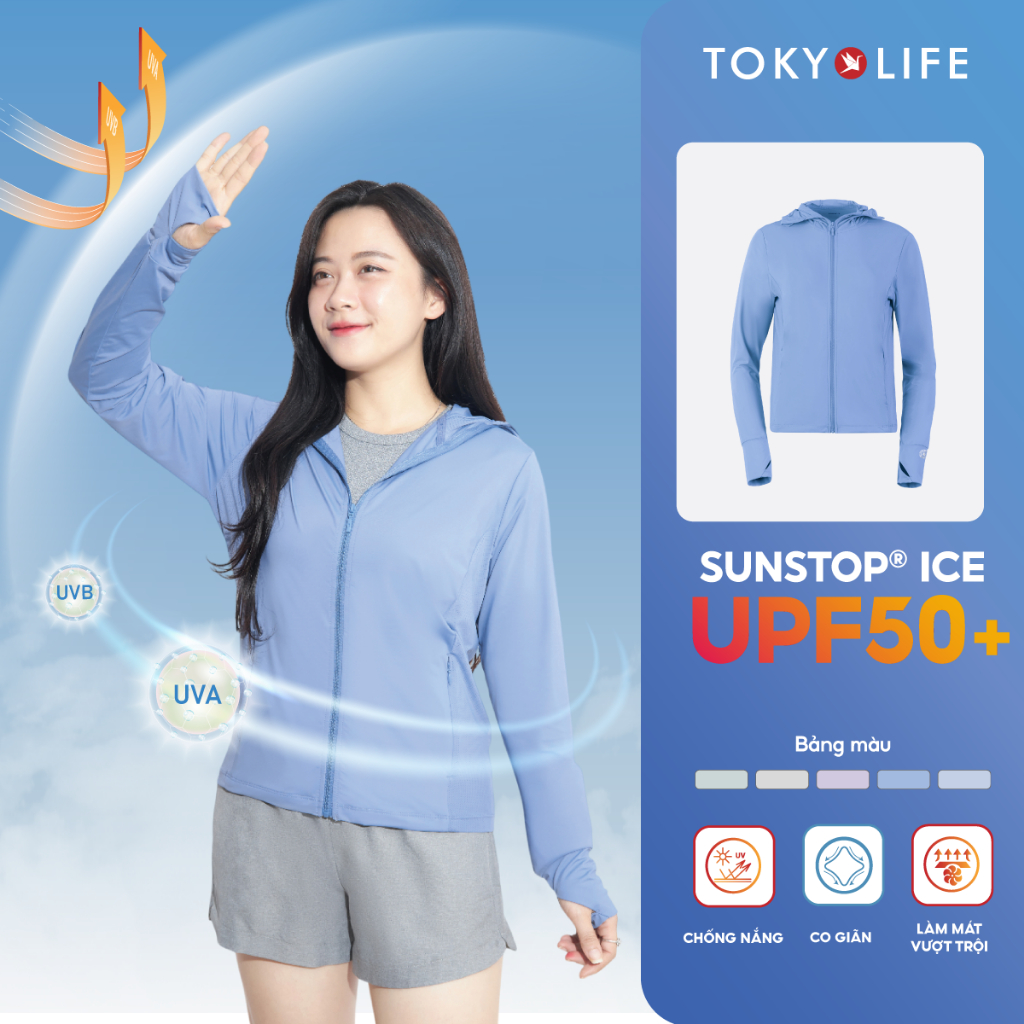 Áo khoác chống nắng nữ TOKYOLIFE SunStop Ice siêu mát lạnh thoáng khí có mũ rộng vành 40000092