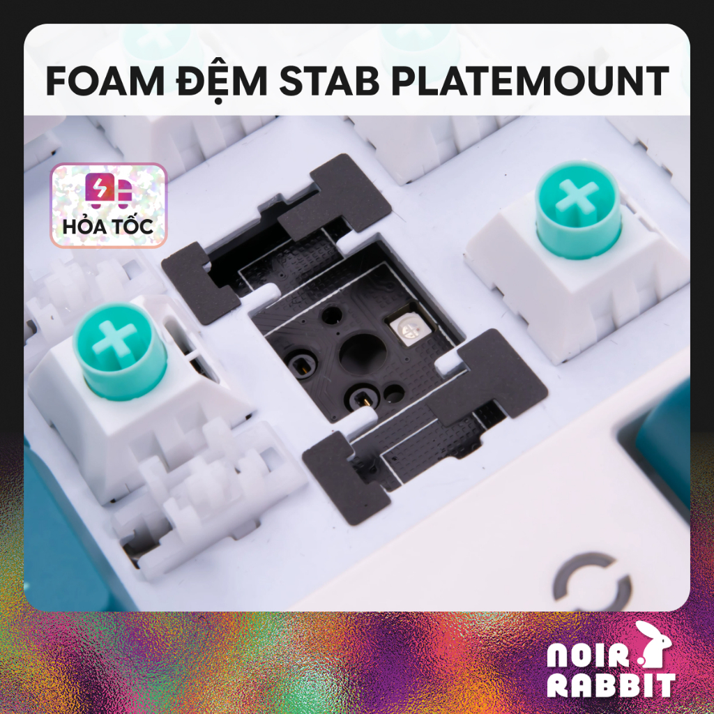 [20 bộ] Foam Đệm Stab Plate Mount | Foam Poron Đệm Stab | Foam Bàn Phím Cơ | Noir Rabbit
