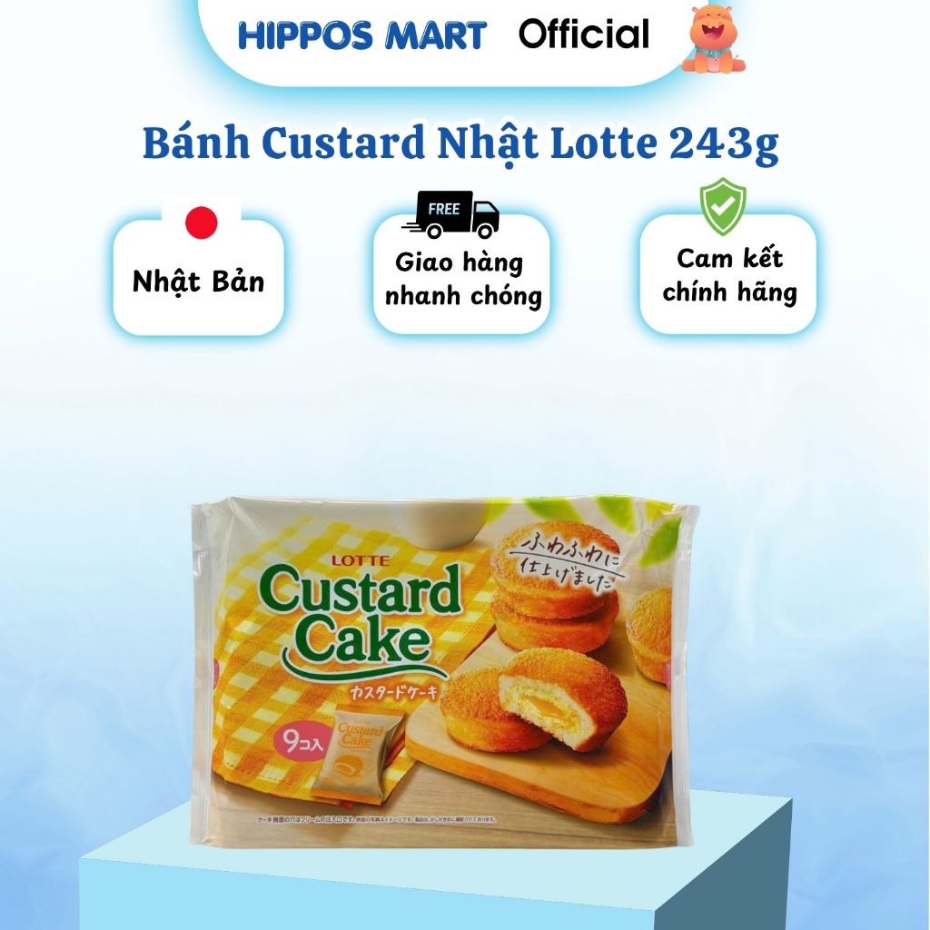 [ DATE 8/26 ] Bánh Custard Nhật Lotte 243g (9 cái ) - HippoS Mart
