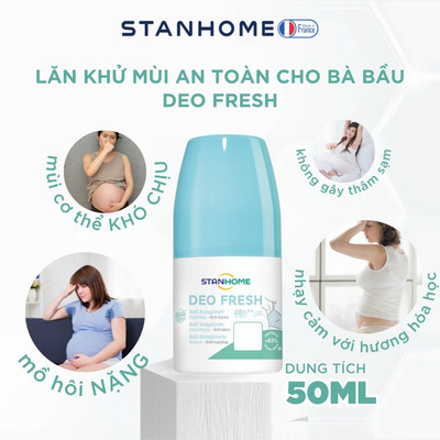 Lăn khử mùi cho bà bầu Stanhome DEO FRESH 48H – Dịu nhẹ cho mẹ mang thai & sau sinh, giảm mồ hôi, không gây thâm nách