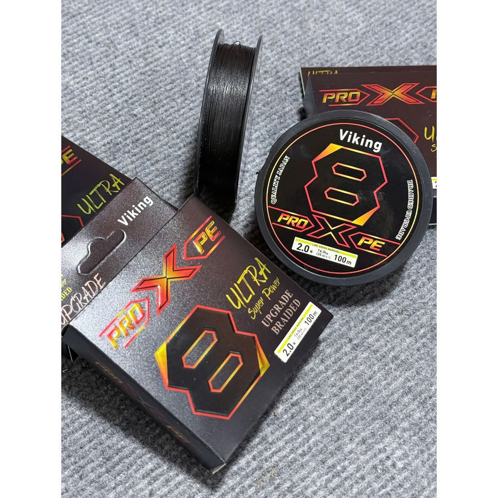 Dây  PE ViKing PRO X ULTRA Dây Màu Đen siêu Mượt : Không phai màu 100m ( chuẩn 100m ) Tặng kèm : Lea