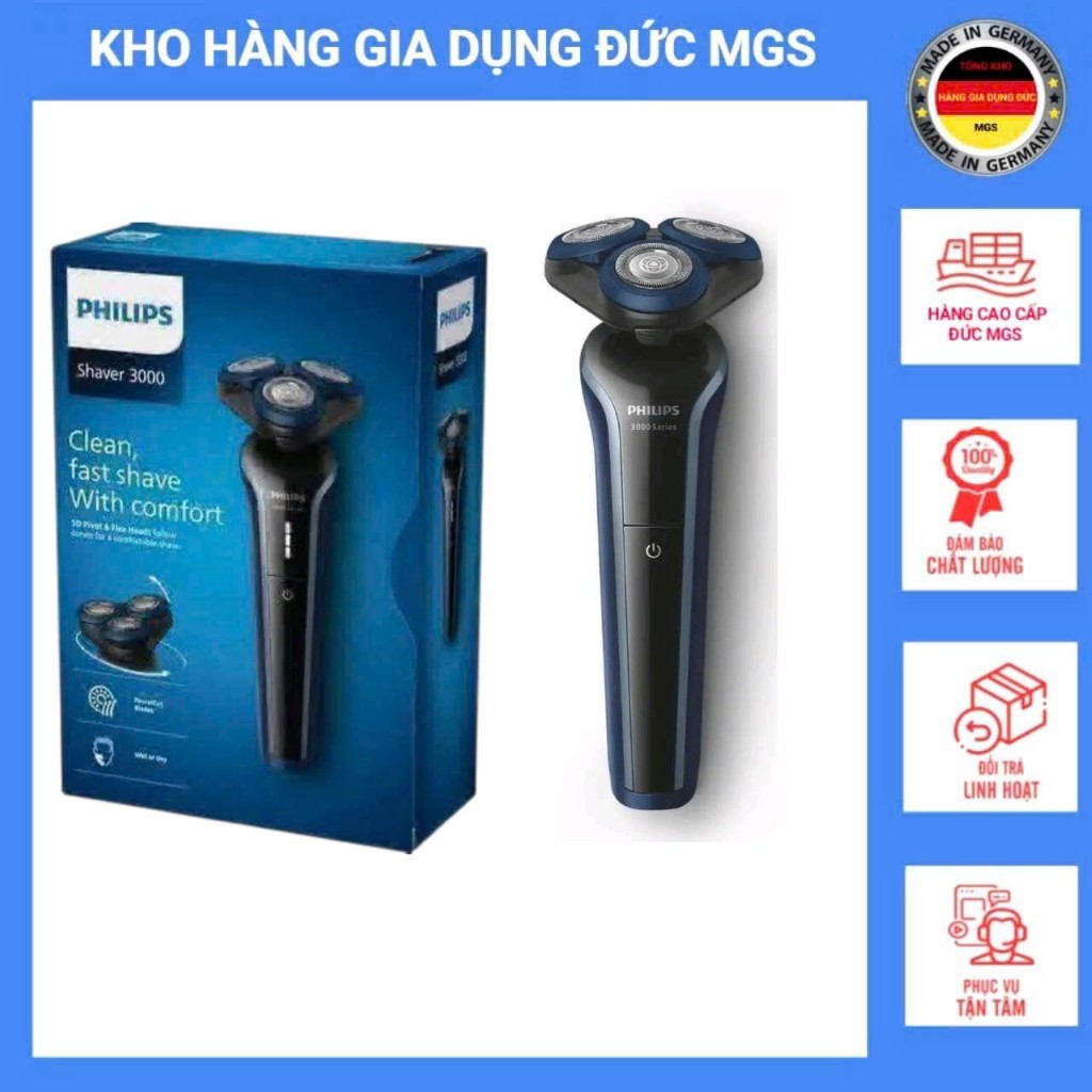 MÁY CẠO RÂU PHILIPS S3608/10 SERIES 3000 CẠO KHÓ HOẶC ƯỚT, ĐẦU FLEX 5 HƯỚNG