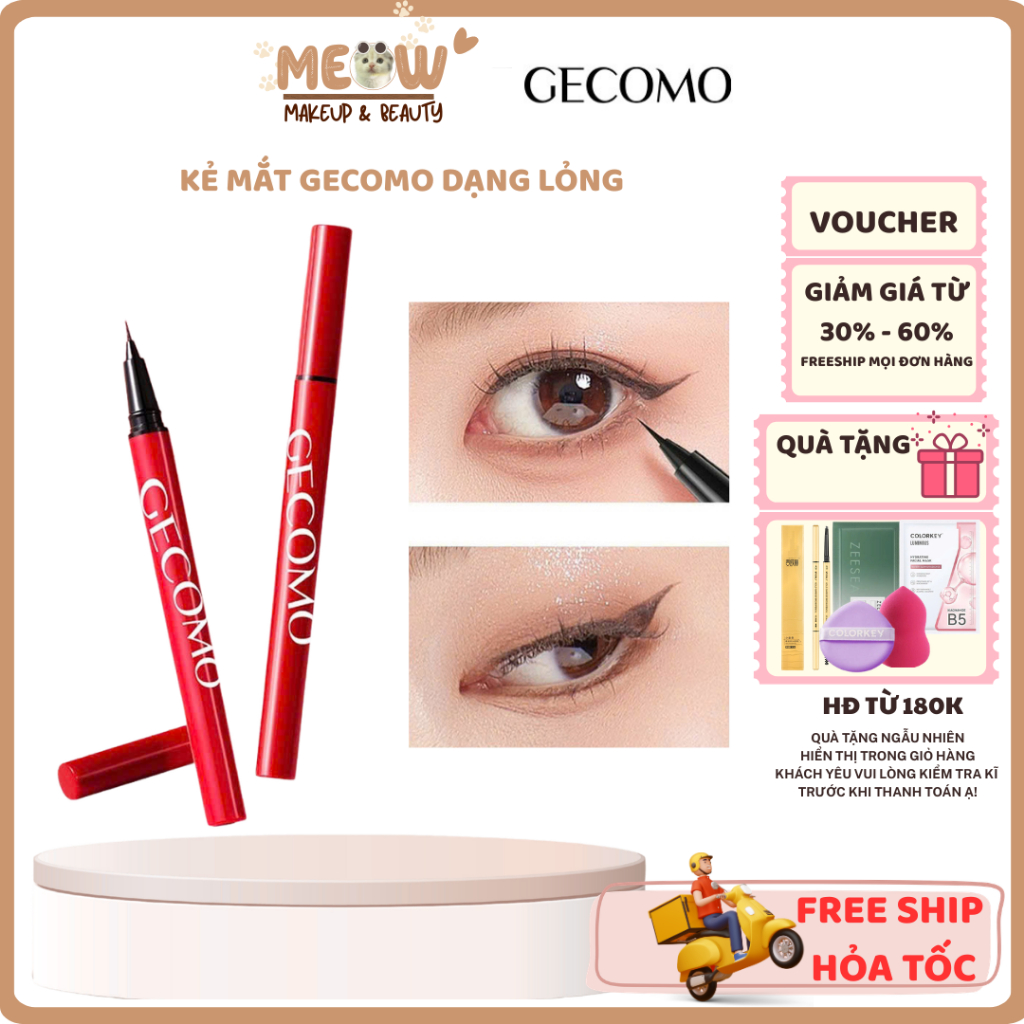 GECOMO Kẻ Mắt Nước Nét Mảnh – Lâu Trôi & Không Lem | Meow Makeup