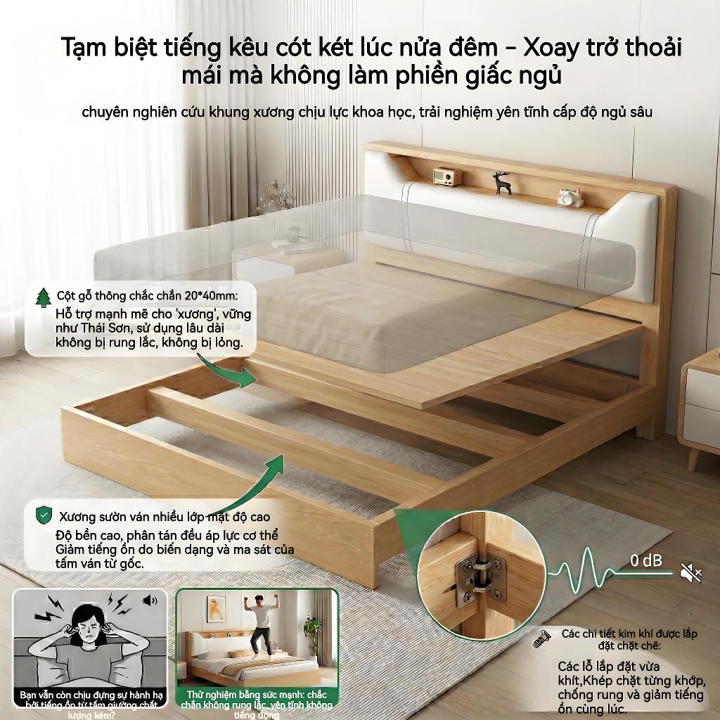 ALVIN Giường gỗ gỗ thân thiện với môi trường, tải trọng 250KG có sẵn và sẵn sàng giao hàng | BigBuy360 - bigbuy360.vn