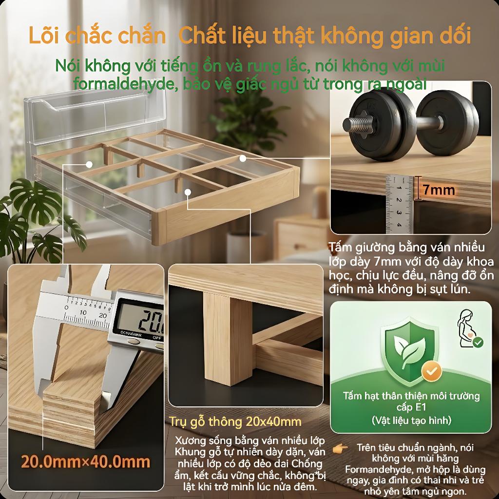 ALVIN Giường gỗ gỗ thân thiện với môi trường, tải trọng 250KG có sẵn và sẵn sàng giao hàng | BigBuy360 - bigbuy360.vn